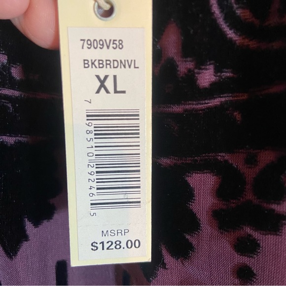 Max Studio NWT Silky Purple & Black Dress with Velvet Accents size XL-  B61 - Picture 5 of 5
